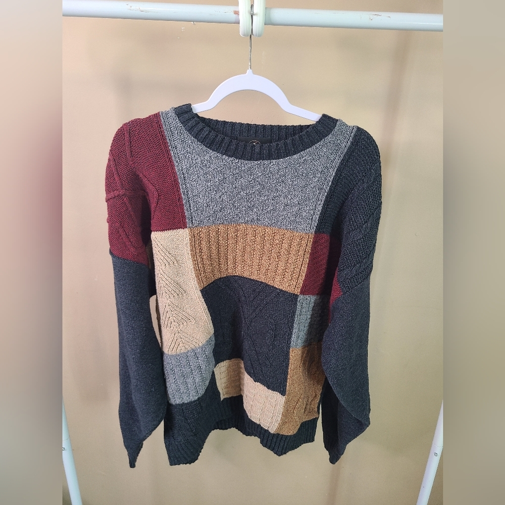 Colorblock Patchwork Sweater - image 1